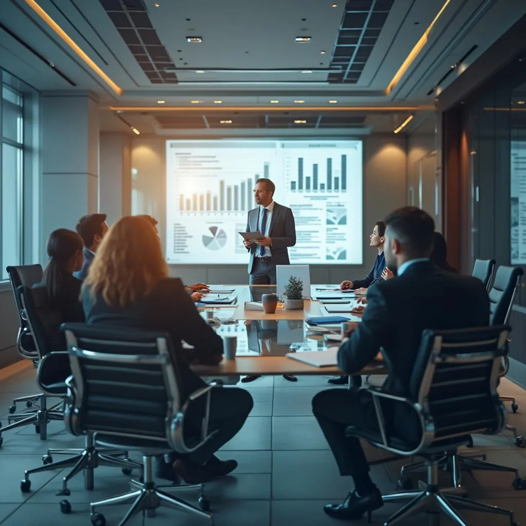 Consultores asesorando a cliente corporativo